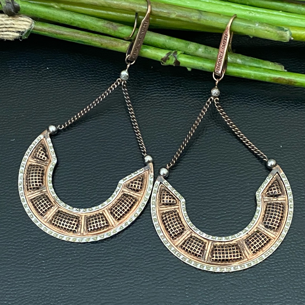 Ss Simone I Smith 18k 925 Rose Gold Diamond Accent Horseshoe Drop Earrings 31.1g
